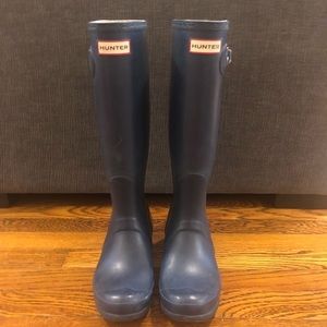 Navy Hunter Rain Boots Tall